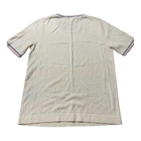 Boden Wool Sweater Womens Short Sleeve Pink Gray Minimalist Classic Top US 8 - Picture 5 of 14